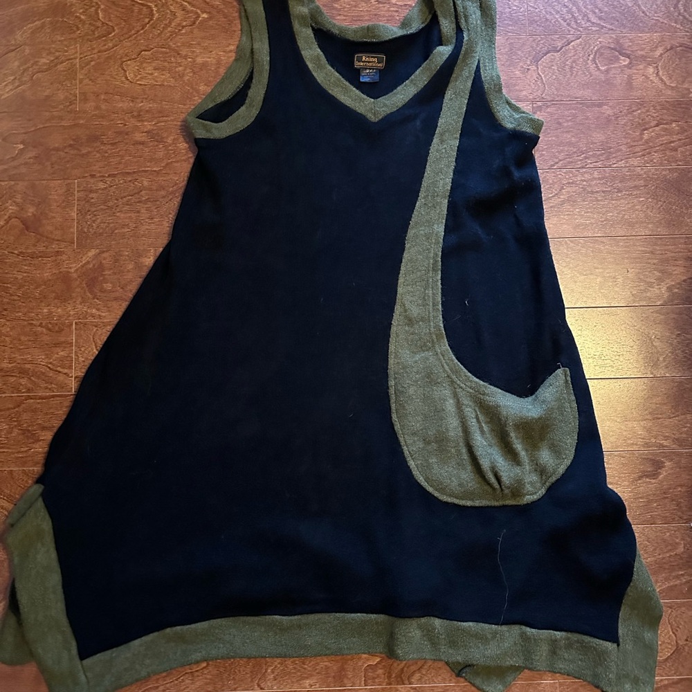Rising International Black and Olive V-Neck Tunic